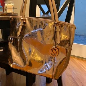Metallic Rose gold Michael Kors tote
